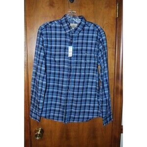 Sears Roebuck Shirt Men's Shirt Blue Plaid Cotton Button Down NWT Vintage S